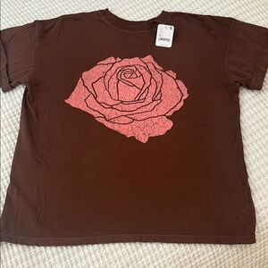 FREE PEOPLE T-shirt with Pink Rose Design